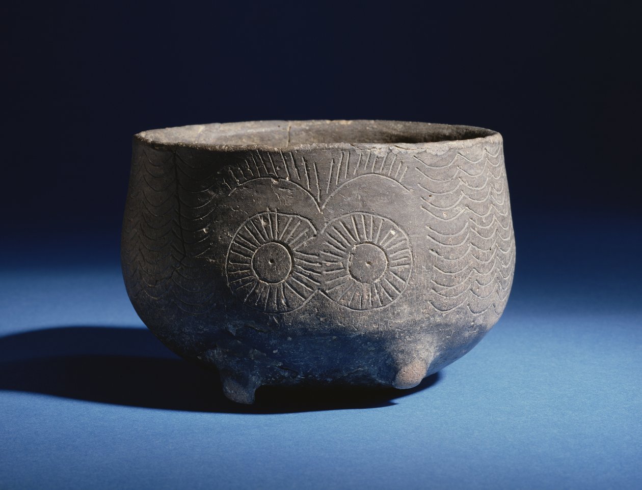 Bowl, with incised decoration depicting stags, from Los Millares, Spain, Copper Age, c.2000 BC by Bronze Age