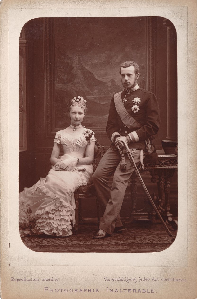 Crown Prince Rudolf with Princess Stephanie of Belgium on the Occasion of Their Engagement by Brussels . Photo studio Geruzet Frères