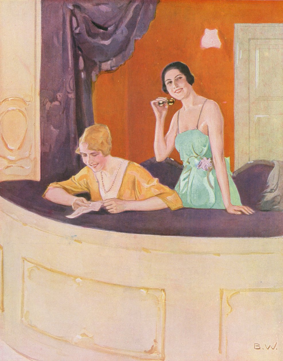 Two Women in a Box at the Opera by Brynolf Wennerberg