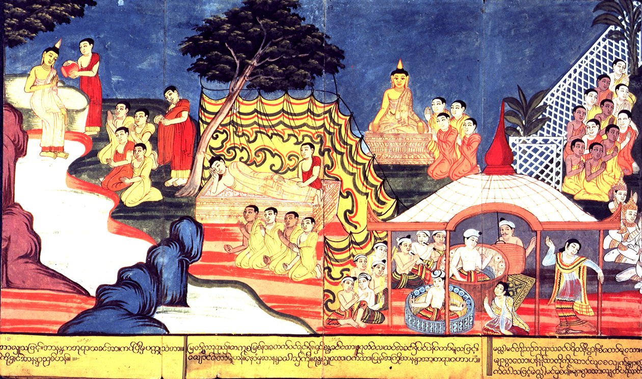 The Buddha Bathes, c.1800-20 by Burmese School