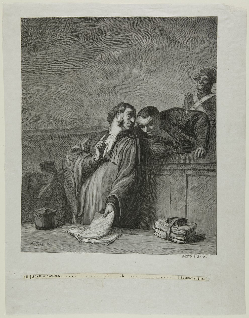 At the Court of Assizes: The Lawyer, Standing, Conversing with the Accused by Burn Smeeton