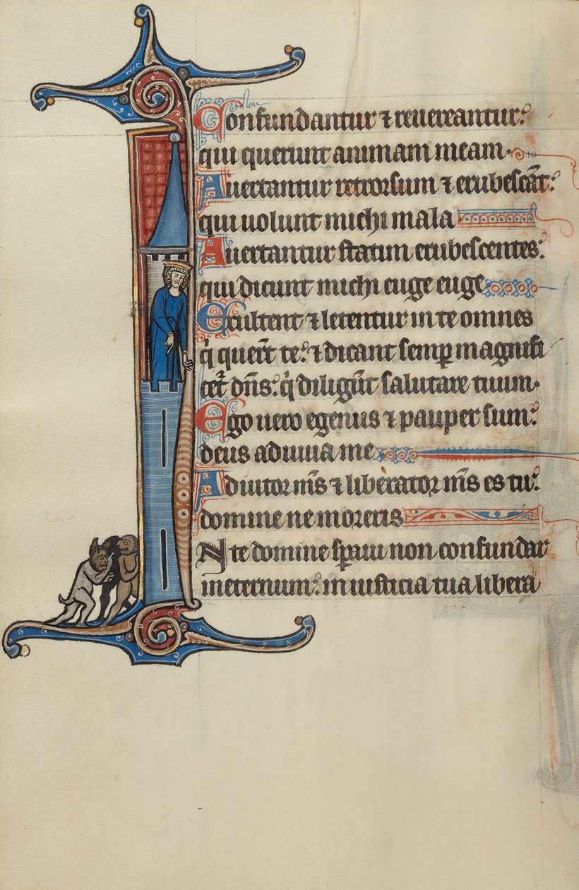 Initial I: David atop a Tower Pointing to Three Demons Below by Bute Master
