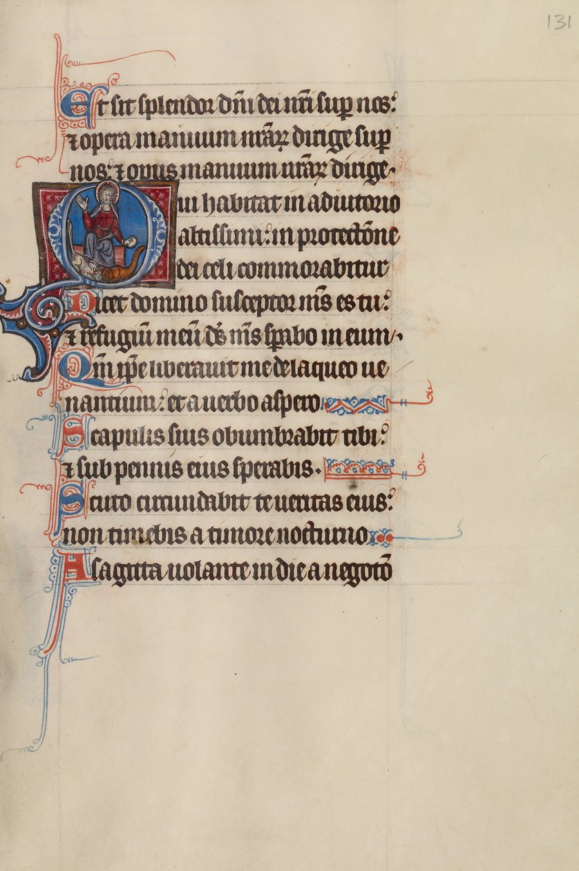 Initial O: Christ Enthroned with a Dragon and a Lion at His Feet by Bute Master