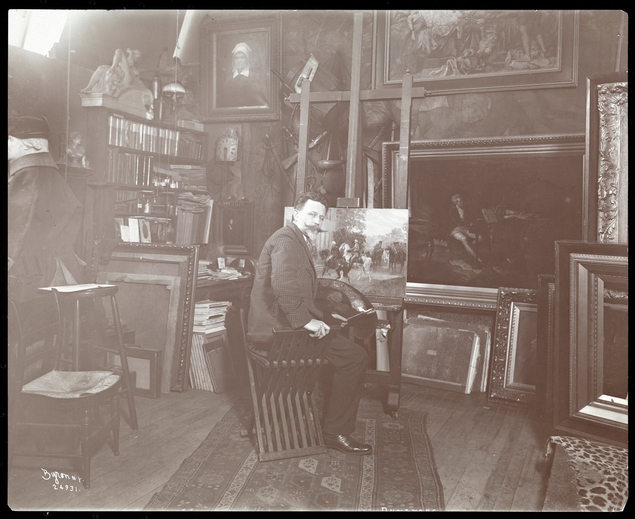 Artist Working on a Painting, 1907 by Byron Company