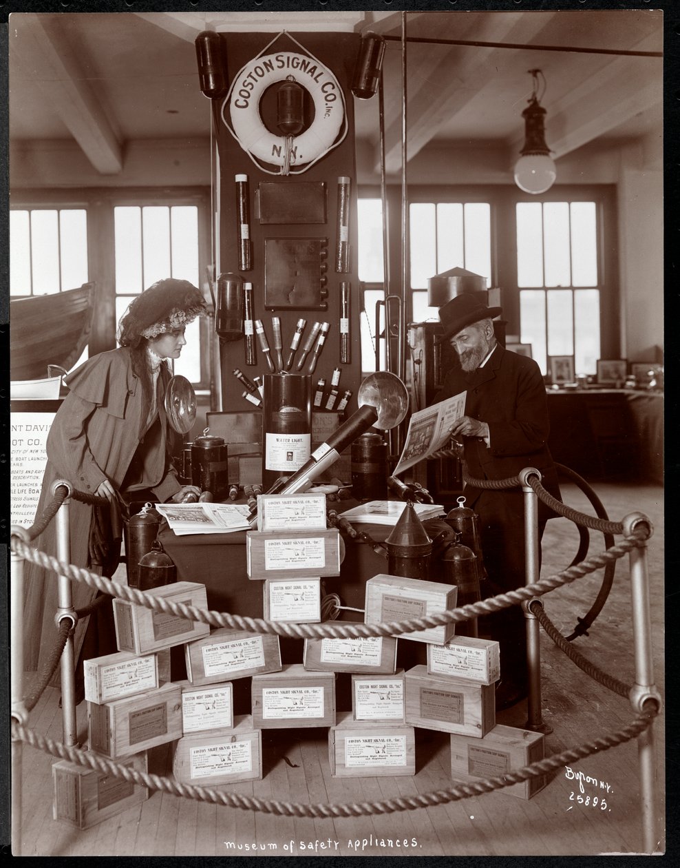 Exhibit of the Coston Signal Co. at the Museum of Safety Appliances of the American Institute of Social Service, New York, 1908 by Byron Company