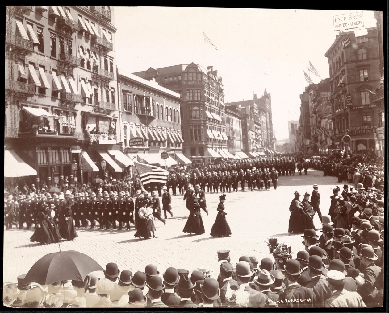 Police Marching in a New York City Police Parade, New York, 1898 by Byron Company