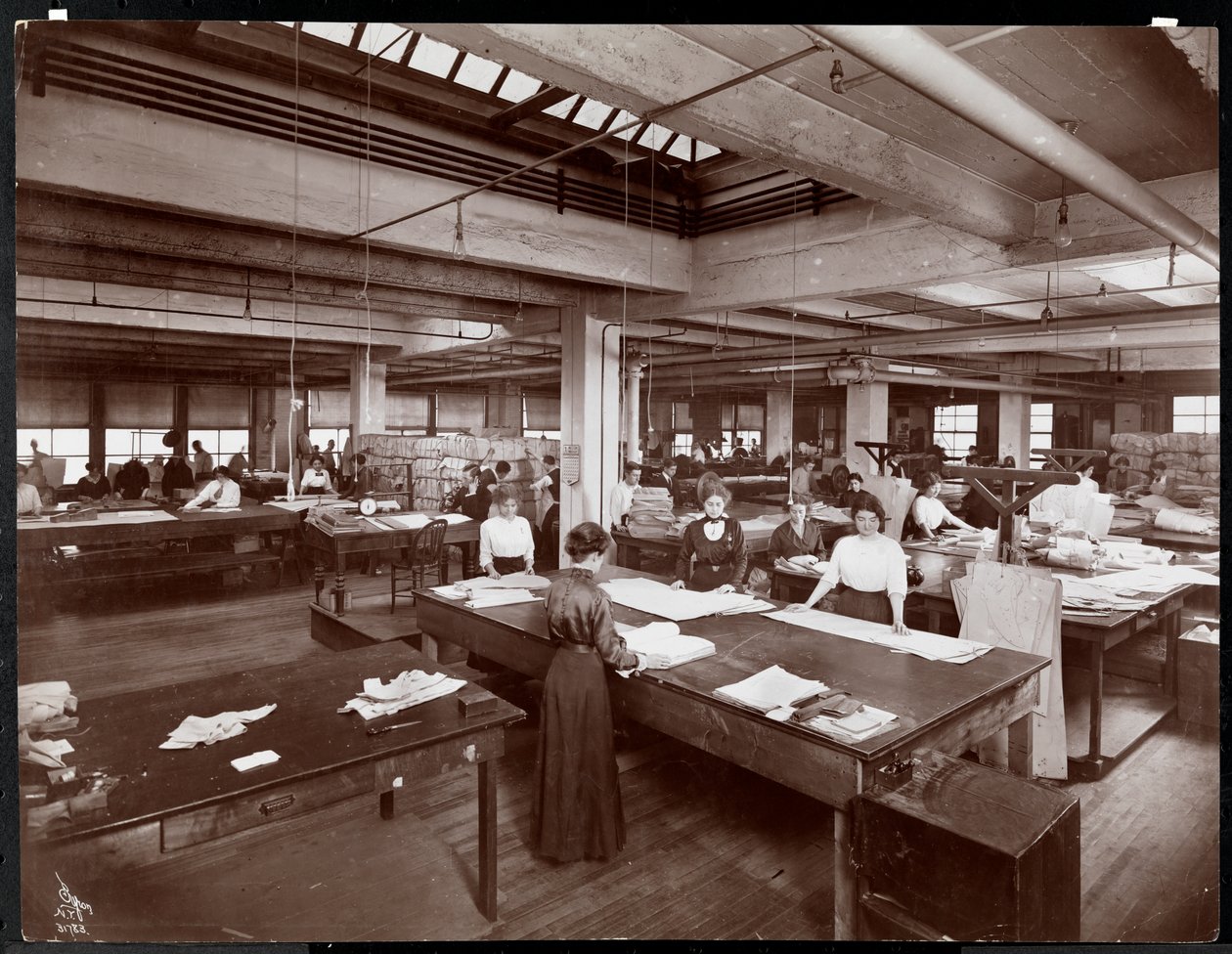 Women working on patterns at McCall