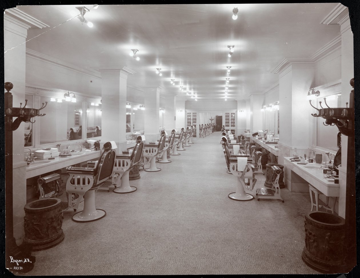 Barbershop at the Hotel Knickerbocker, 1906 by Byron Company