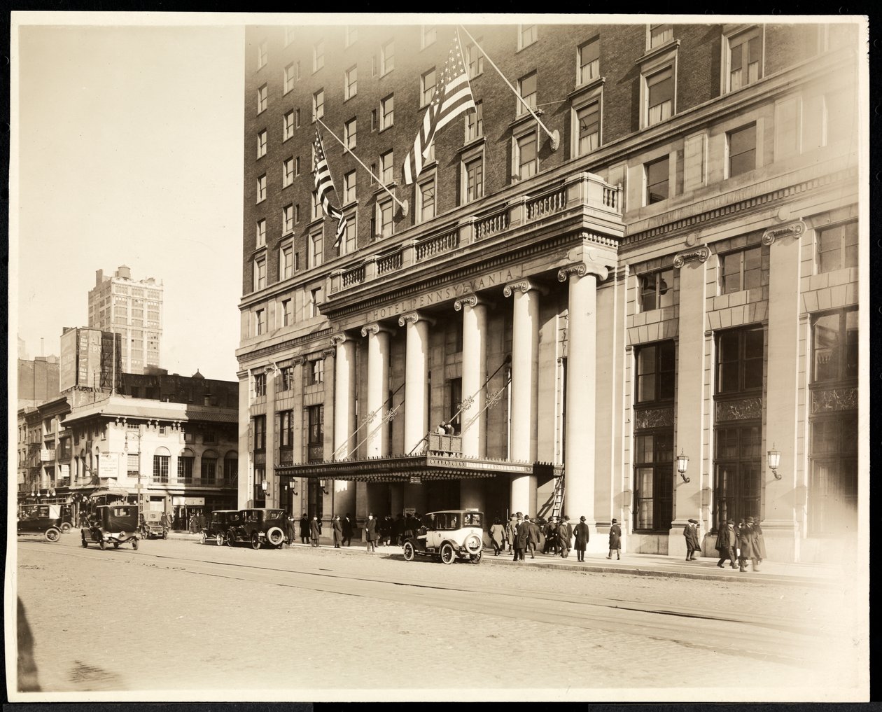 Main entrance of the Hotel Pennsylvania, 7th Avenue and 32nd Street, New York, 1919 by Byron Company