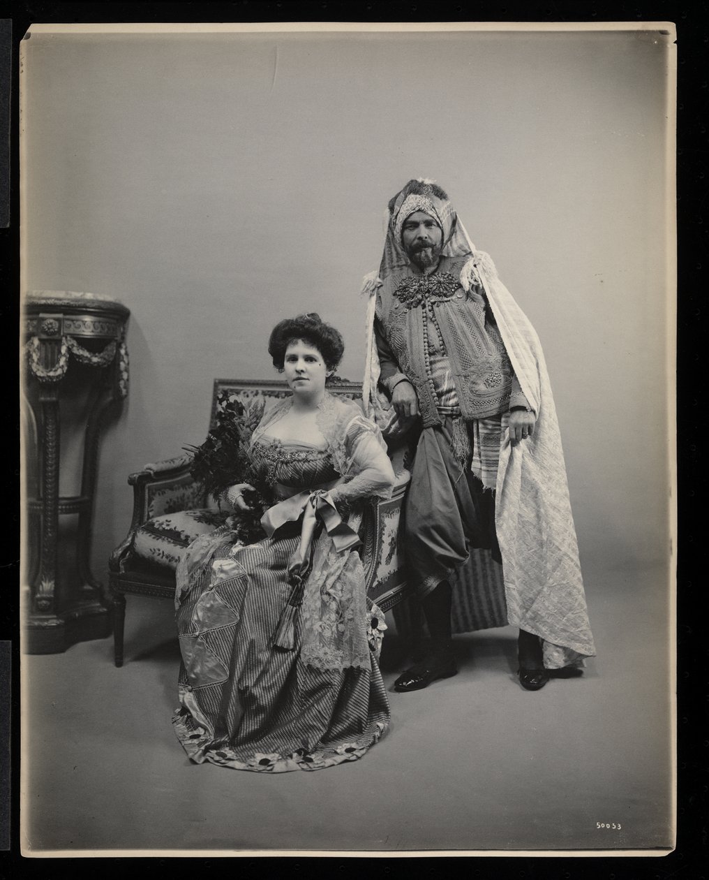 Portrait of an unidentified man and woman at the James Hazen Hyde Ball, New York, January 31, 1905 by Byron Company