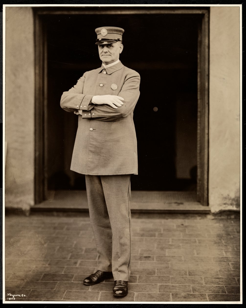 Portrait of the Tallest Policeman at the Hotel Commodore, 1922 by Byron Company