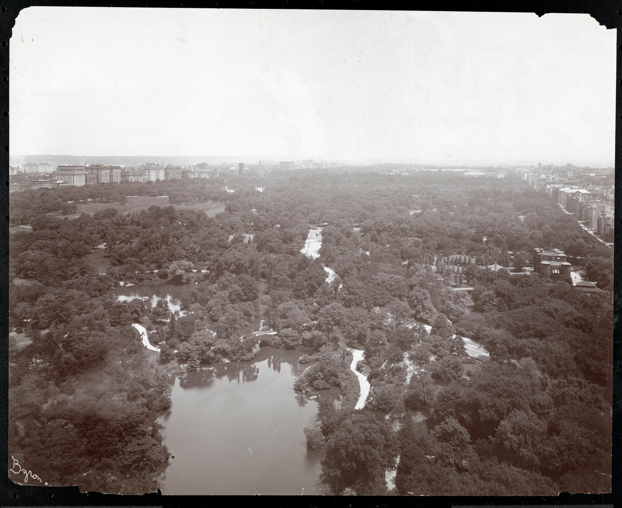 View of Central Park from the Plaza Hotel, 5th Avenue and 59th Street, New York, c.1907 by Byron Company