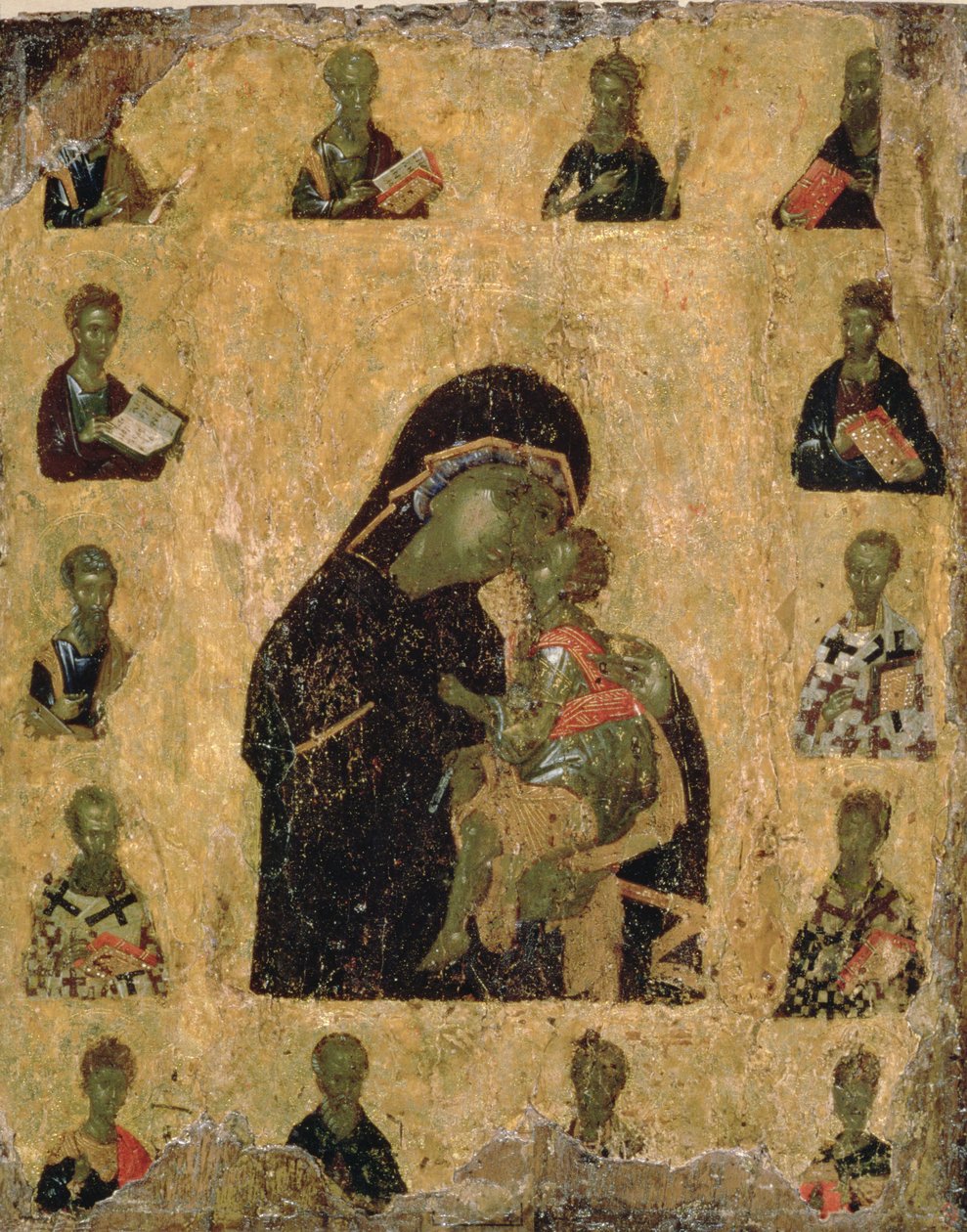 Virgin of Tenderness with the Saints, 1350-1400 by Byzantine