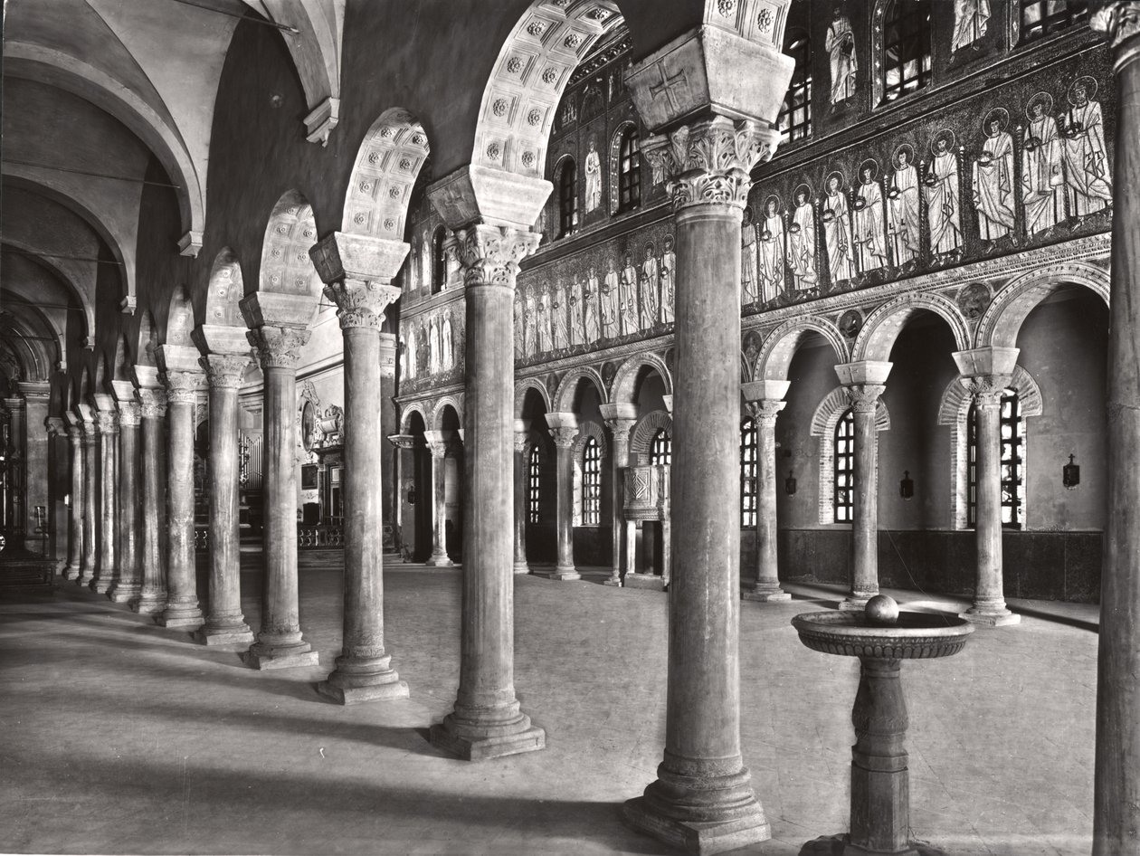 Interior View of the Nave with Mosaics Depicting the Procession of the Martyrs by Byzantine School