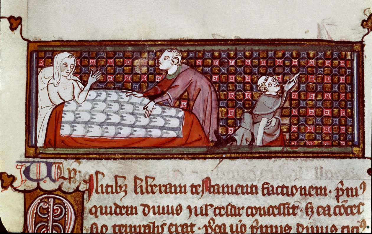 A Sick Person Dictating His Will (Miniature) by Byzantine