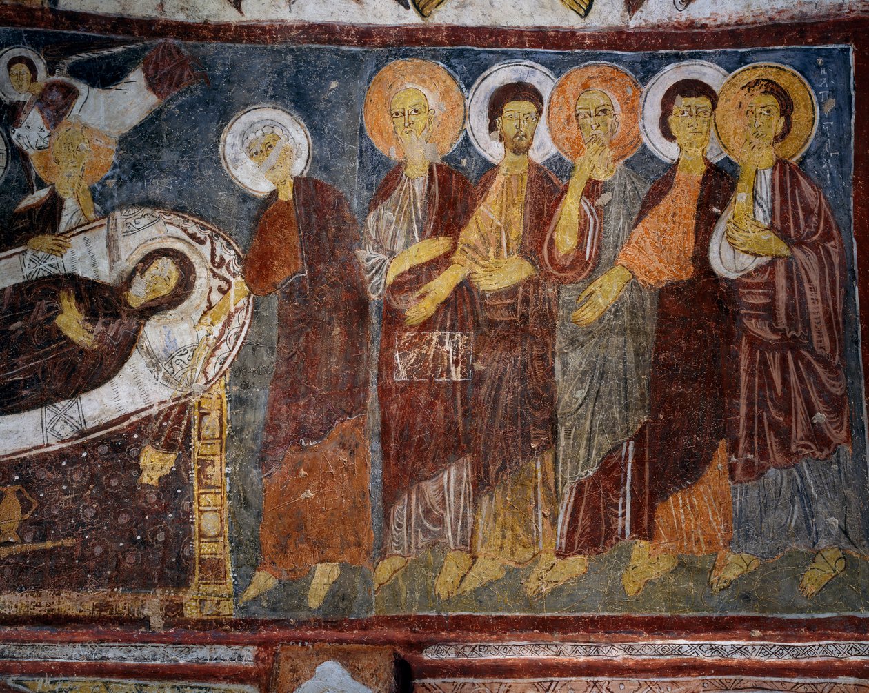 Dormition of Virgin among Apostles (detail) by Byzantine