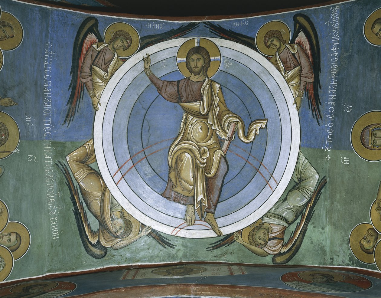 Paintings of Jesus Christ with angels, Panagia Too Araka, Lagoudera, Cyprus by Byzantine