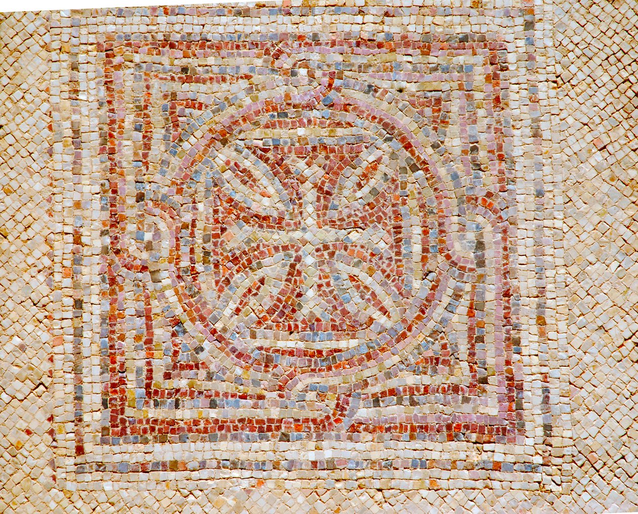 Detail of a Cross from the Mosaic Floor of the Byzantine Church in Shoham, Israel, c.5th Century AD by Byzantine Byzantine