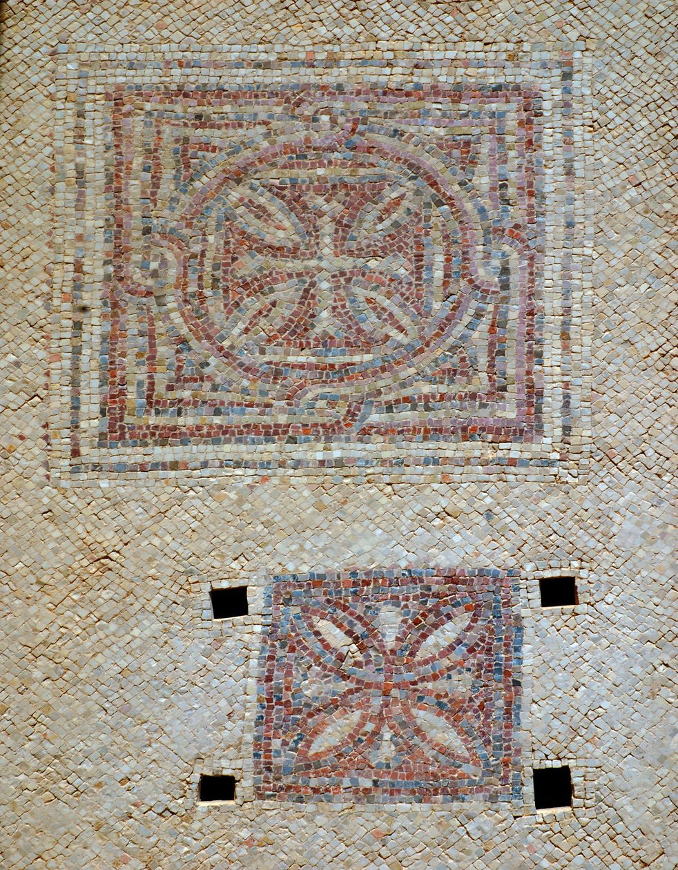 Detail of Crosses from the Mosaic Floor of the Byzantine Church in Shoham, Israel, c.5th Century AD by Byzantine Byzantine