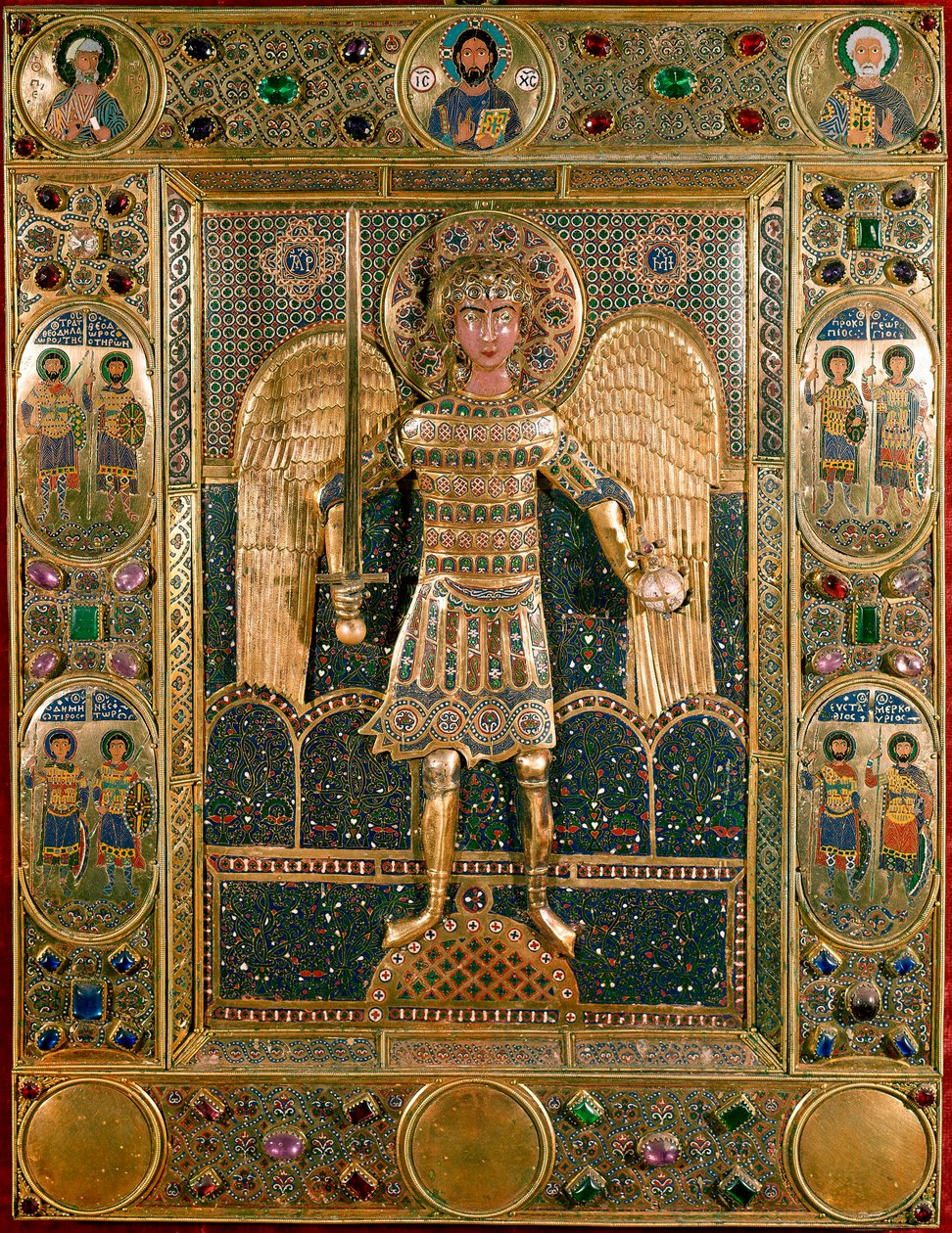 Byzantine Art: Binding of Missal Decorated with the Representation of the Archangel Saint Michael - Golden Leaves and Enamels by Byzantine School