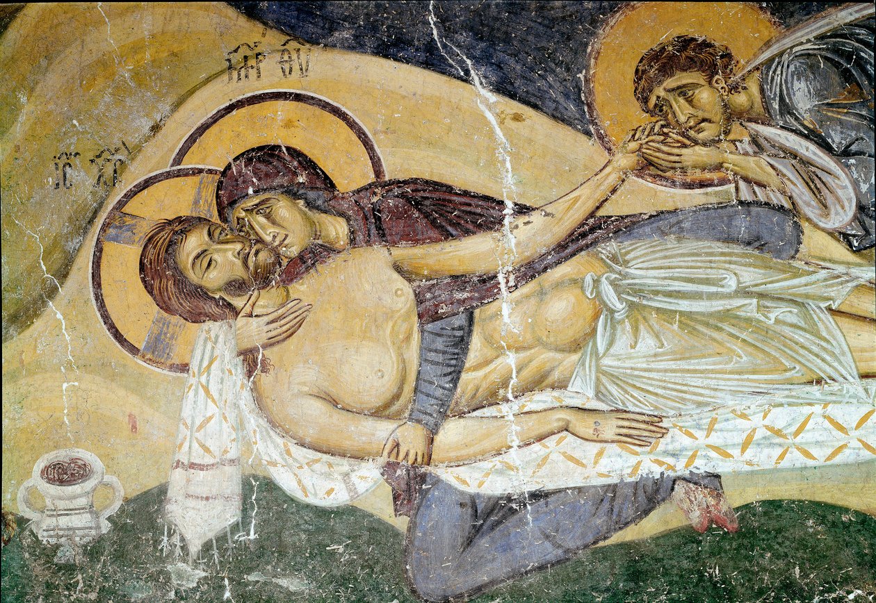 Byzantine Art: Lamentation on the Death of Christ (detail) by Byzantine School