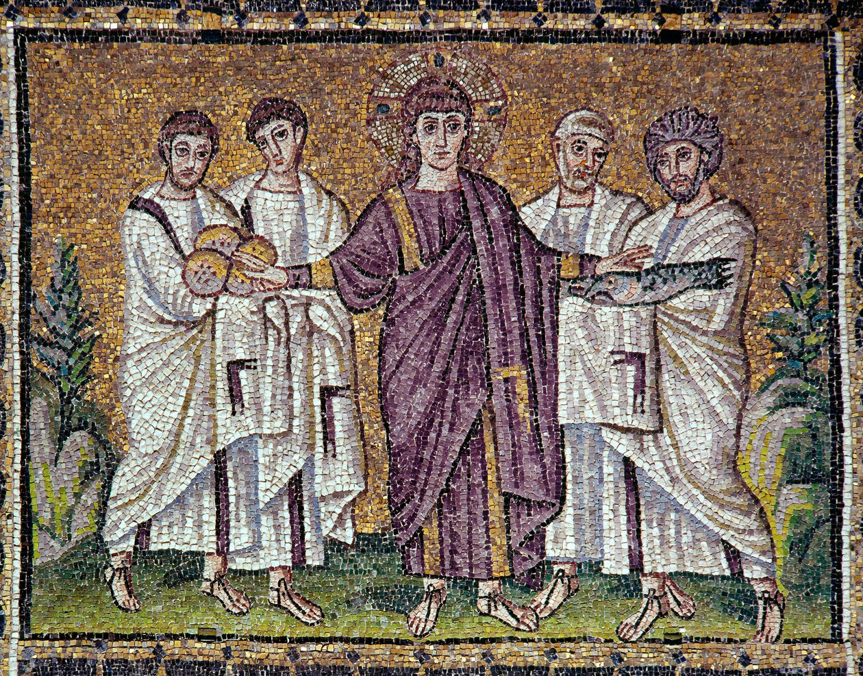 The multiplication of bread and fish (detail) by Byzantine School