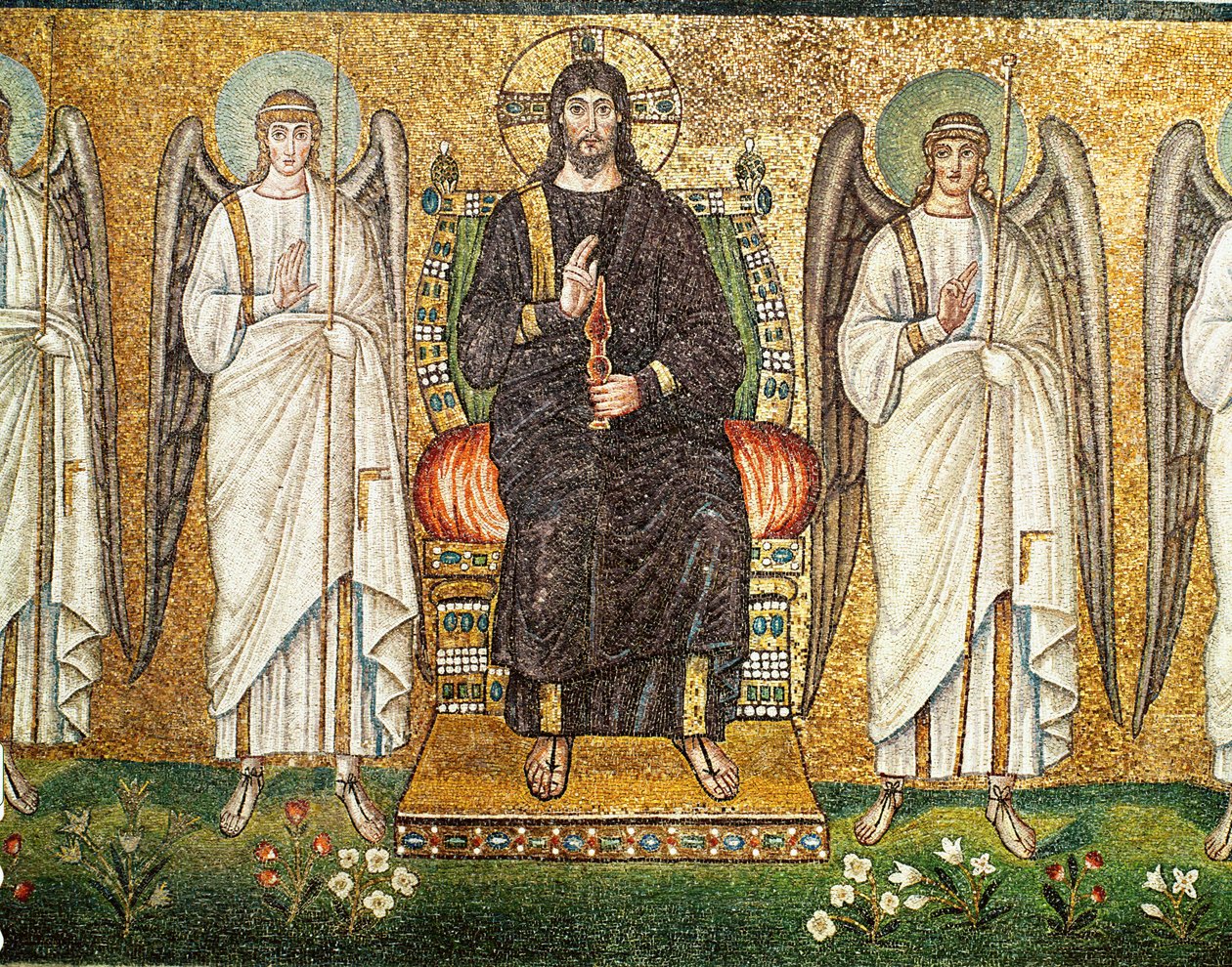 Christ as Judge Enthroned with Two Angels by Byzantine School