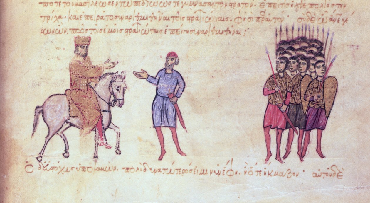 The Byzantine Army Putting to Flight the Bulgarians of the Tzar Krum, from the Madrid Skylitzes by Byzantine School