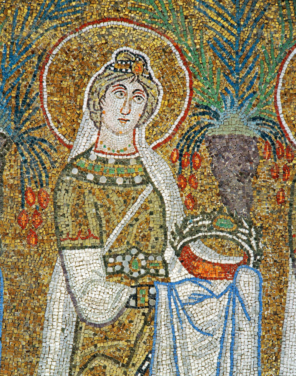 Procession of Virgins: Saint Justine Carrying a Crown - Symbol of Martyrdom by Byzantine School