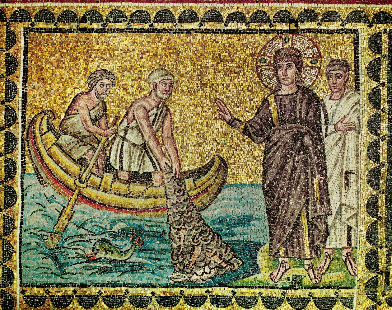 Second Apparition of Jesus Christ to Fishing Apostles on the Lake of Galilee by Byzantine School
