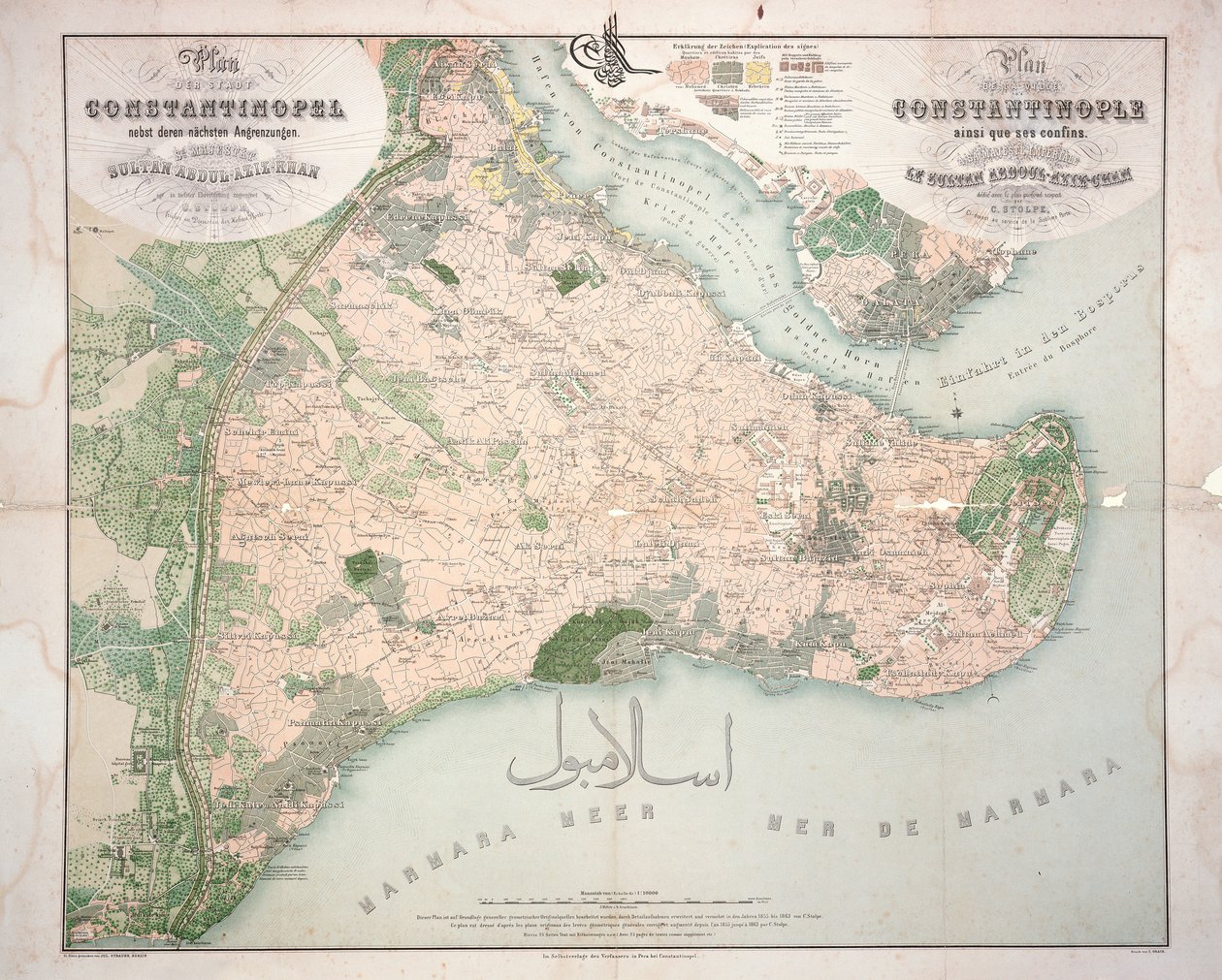 Map of Constantinople and surrounding areas, 1855-63  by C. Stolpe