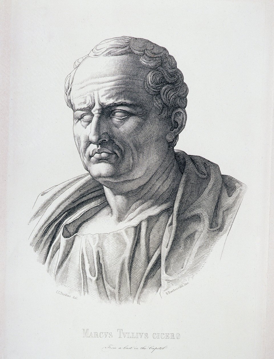 Portrait of Marcus Tullius Cicero engraved by B. Bartoccini by C.C Perkins