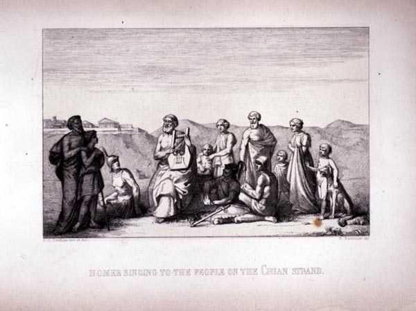 Homer Singing to the People on the Chian Strand, engraved by B.Barloccini, 1849 by C.C Perkins