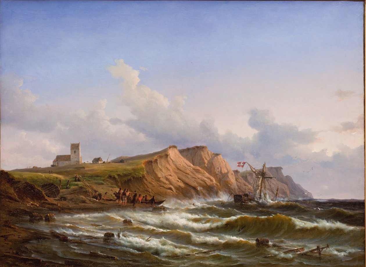 Shipwreck after a Storm off the West Coast of Jutland near Ferring Church by C.F. Sørensen