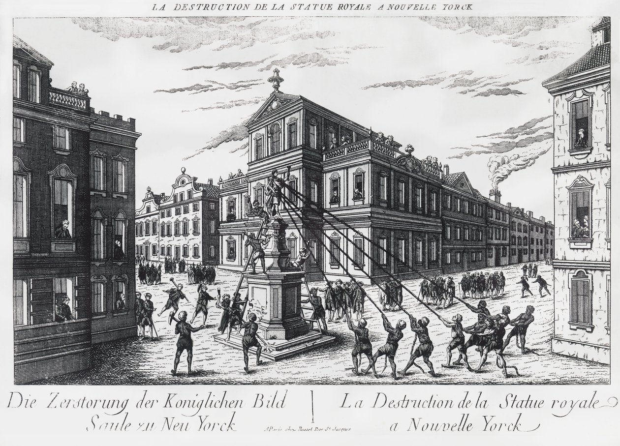 American Separatists Pulling Down the Monument to King George of England in New York by J.B. and Brown J. Rowbotham