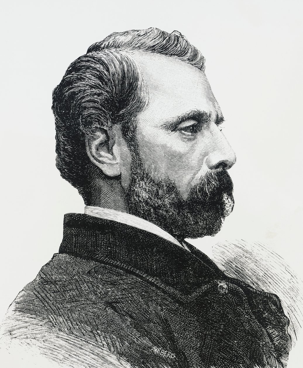 Portrait of Agostino Bertani (1812-1886) in 1860, Italian physician and patriot, engraving by J.B. and Brown J. Rowbotham