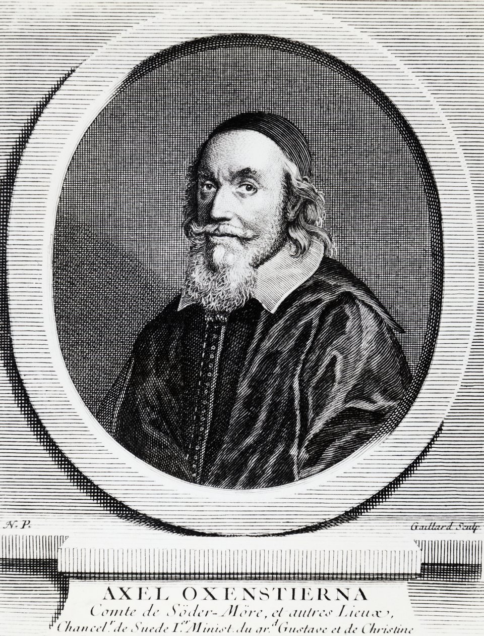 Portrait of Axel Oxenstierna Gustafsson (1583-1654), Chancellor of the Kingdom of Sweden, engraving by J.B. and Brown J. Rowbotham