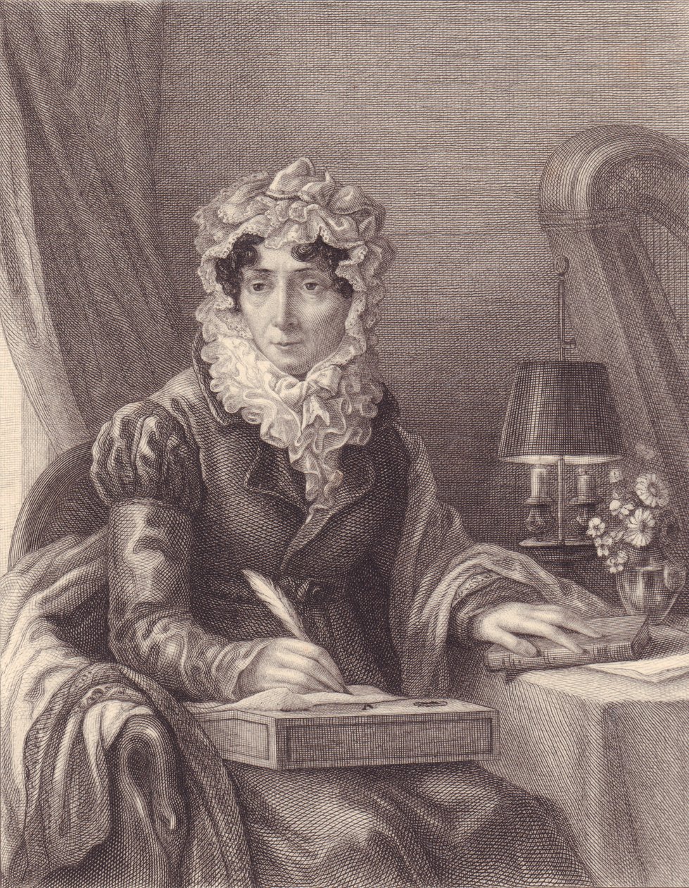 Portrait of French writer Stephanie-Felicite Ducrest de Saint Aubin, Madame de Genlis by J.B. and Brown J. Rowbotham