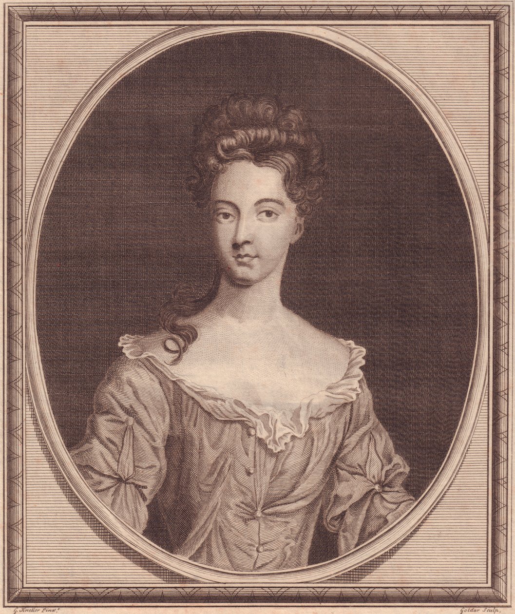 Portrait of Margaret Cecil, Countess of Ranelagh, engraving by John Goldar by J.B. and Brown J. Rowbotham