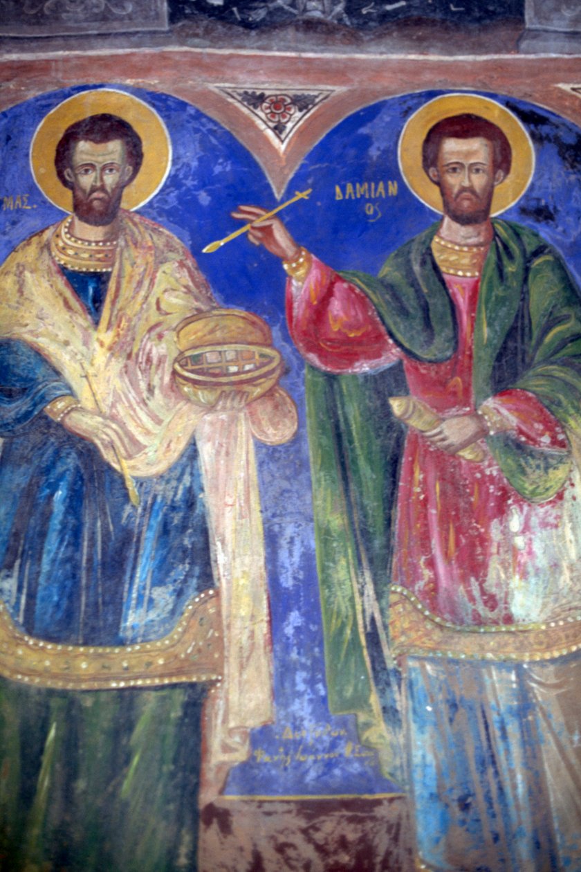 Saints Cosmas and Damian, Monastery of Megalo Sotiris, Symi island, Greece by J.B. and Brown J. Rowbotham