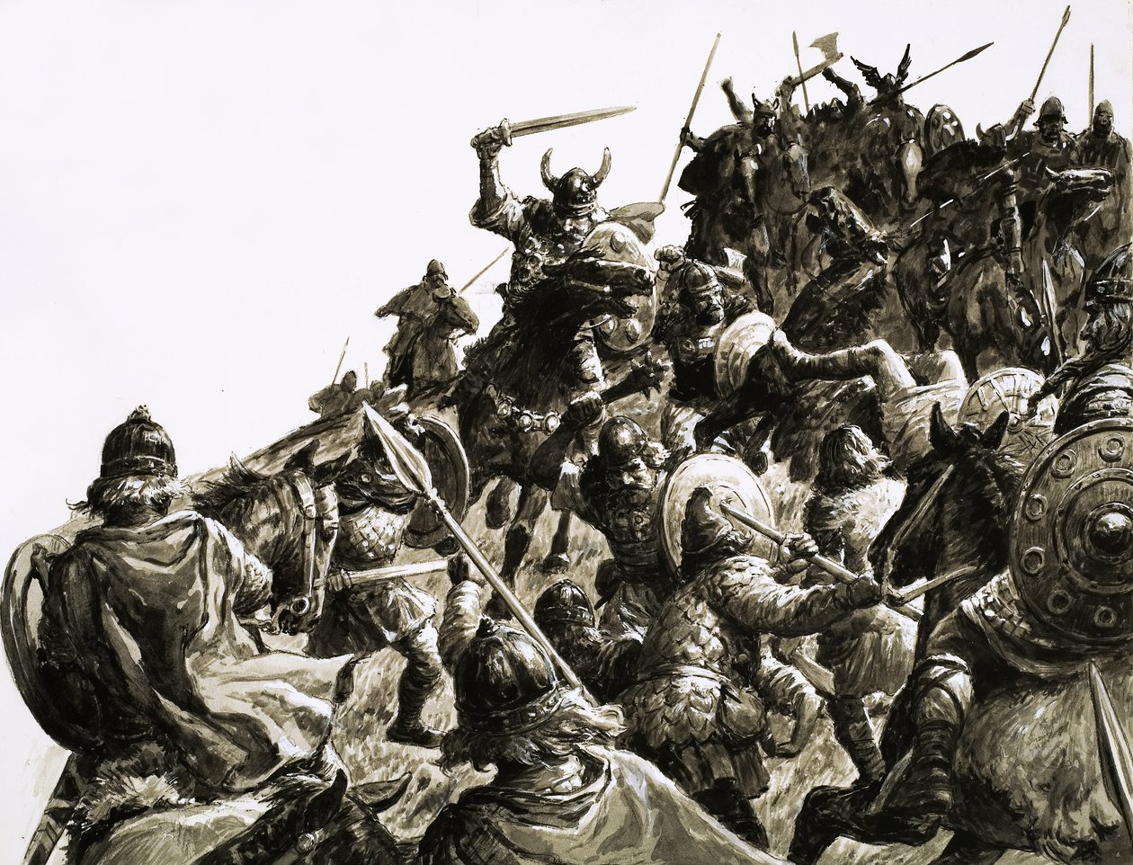 Danish Vikings Attack the British Forces Under King Alfred by C.L. Doughty