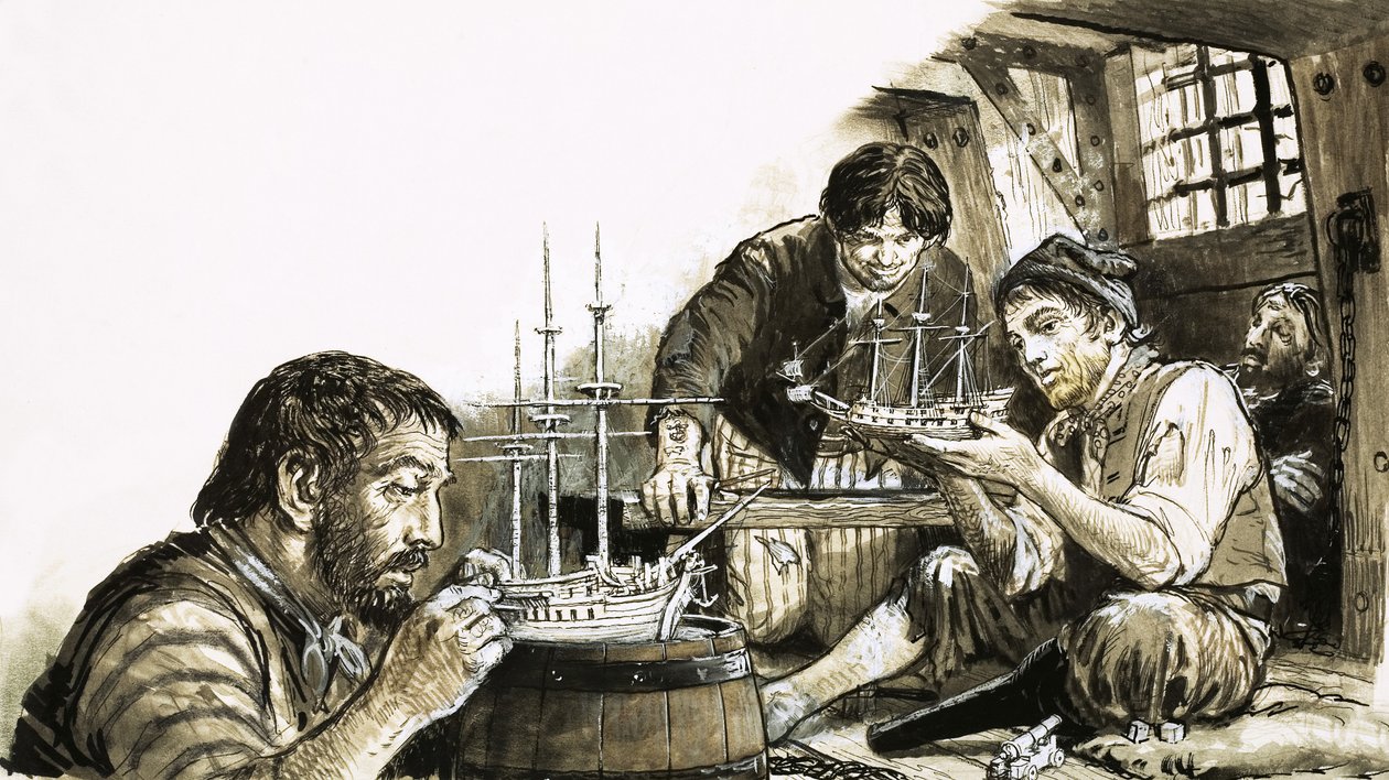 French prisoners-of-war of the Napoleonic Wars making model ships by C.L. Doughty