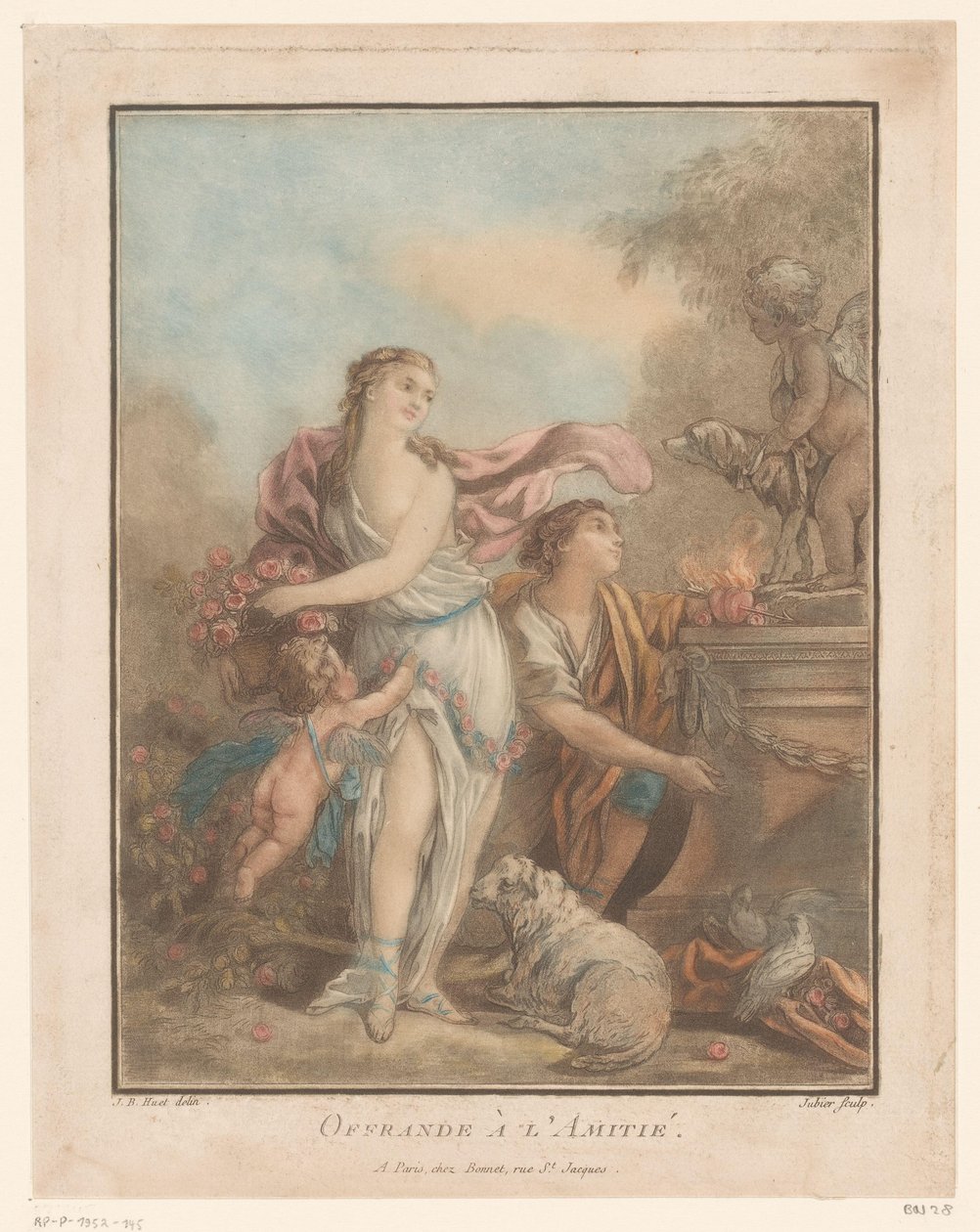 Women with Flowers and Cupid by C.L. Jubier