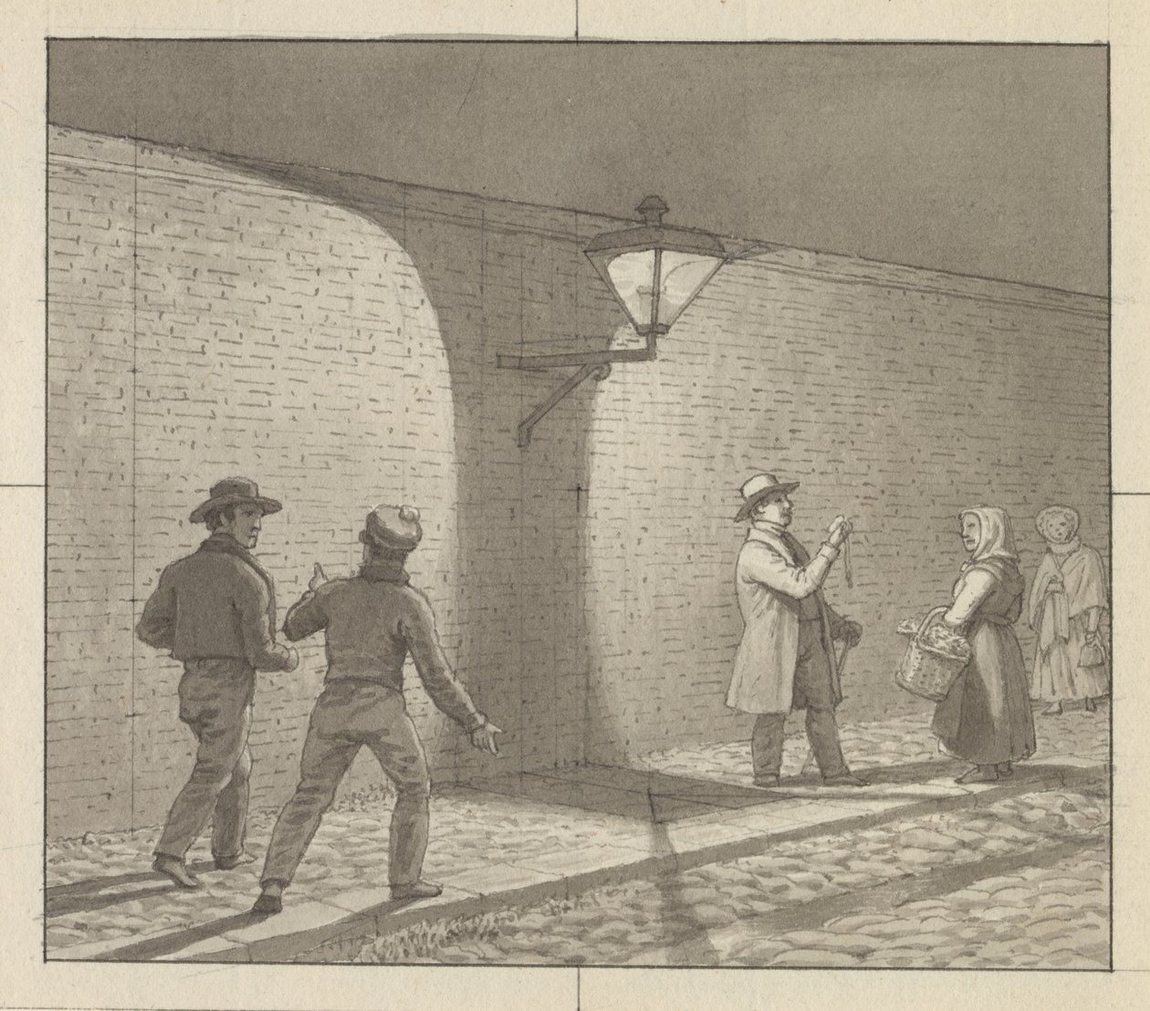 Linear Perspective Applied to Painting, Plate VIII, Fig. 1 - Nightly Journey Under the Street Lamp by Christoffer Wilhelm Eckersberg
