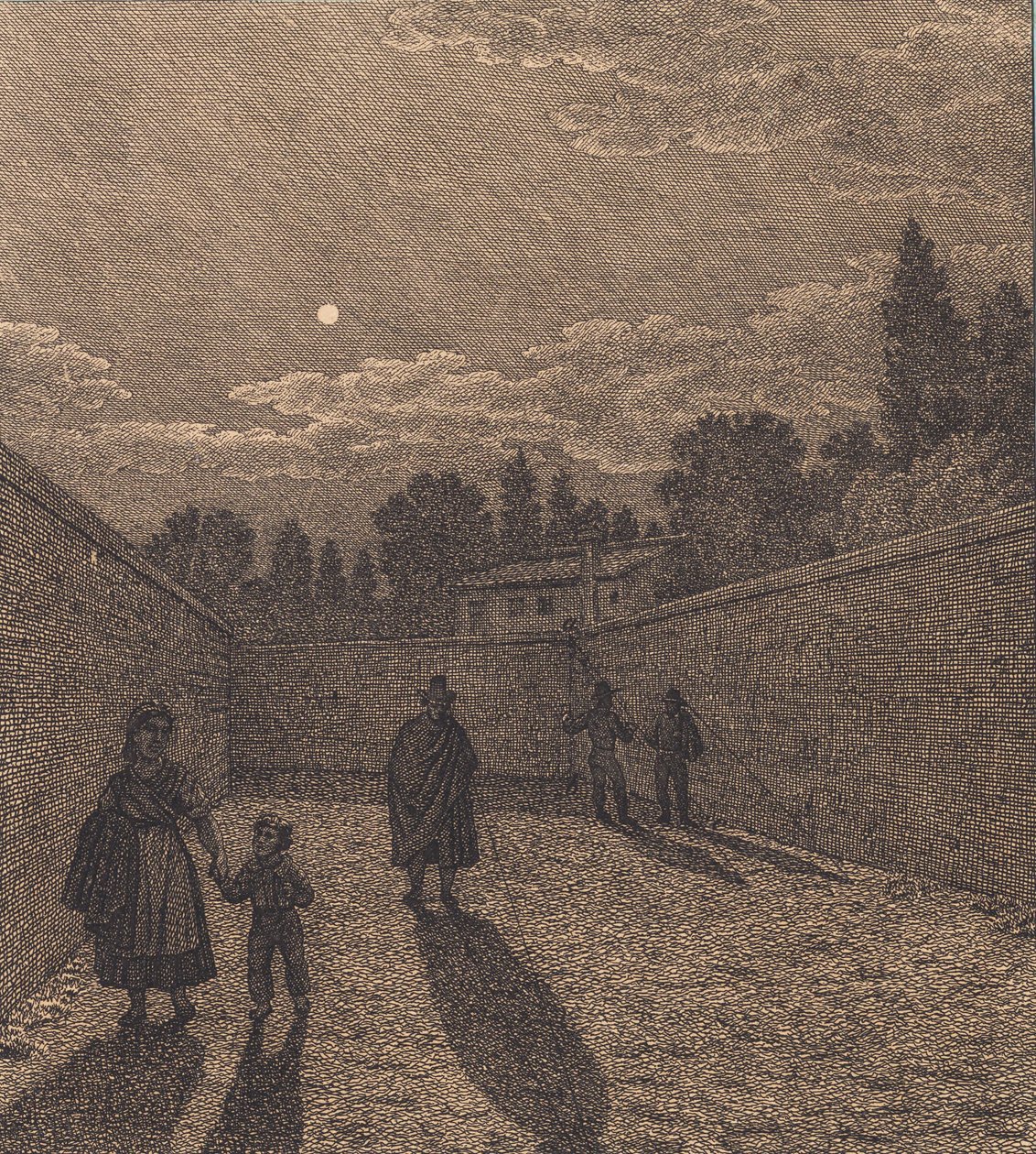 Moonlight Over a Road. Illustration for 