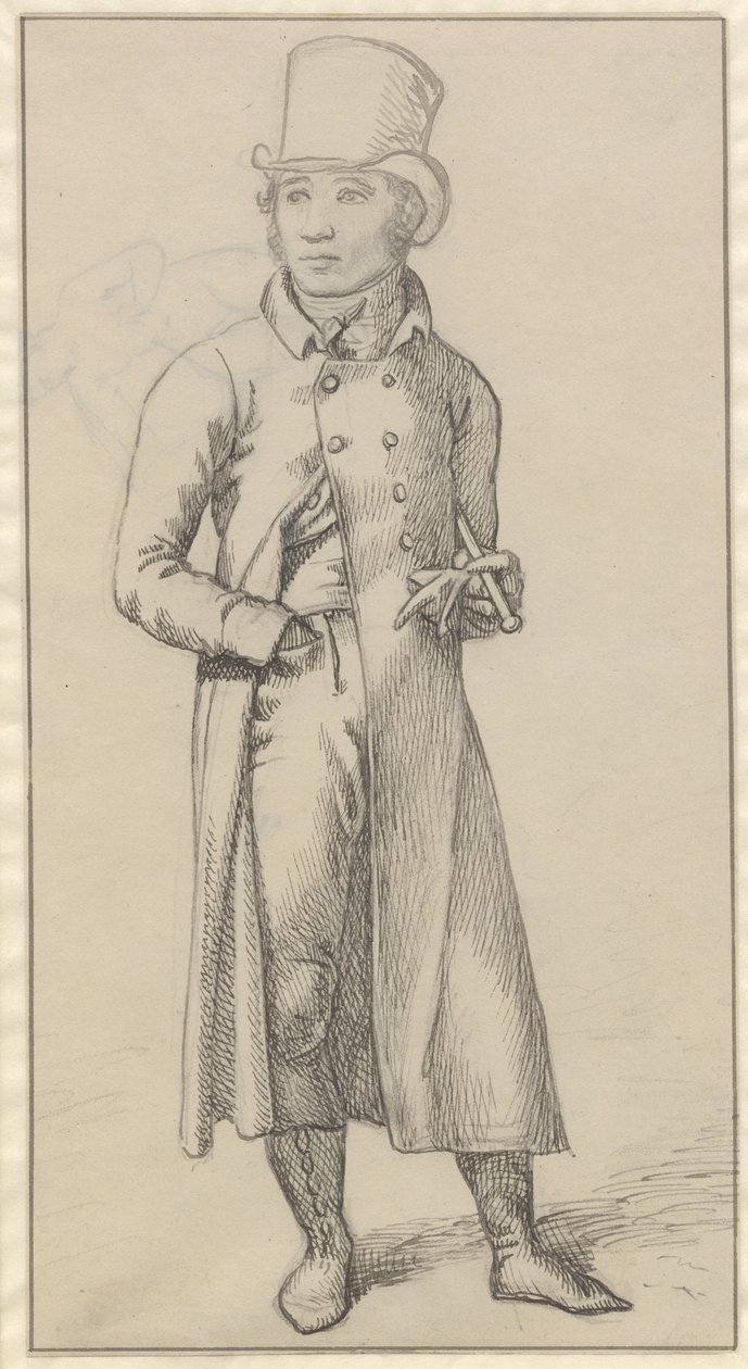 Portrait of a Standing Man with a Cane Under His Left Arm by Christoffer Wilhelm Eckersberg