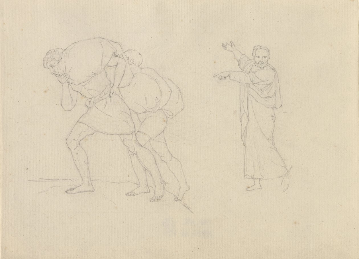 Study of Two Men, Laden with Burdens on the Way Up a Mountain by Christoffer Wilhelm Eckersberg