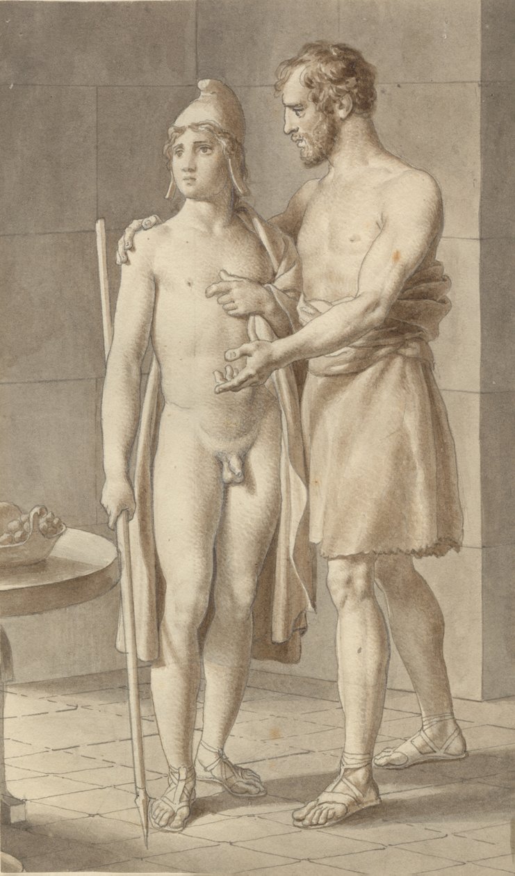 Telemachus Meets Odysseus Disguised as a Beggar at the Shepherd Eumaeus