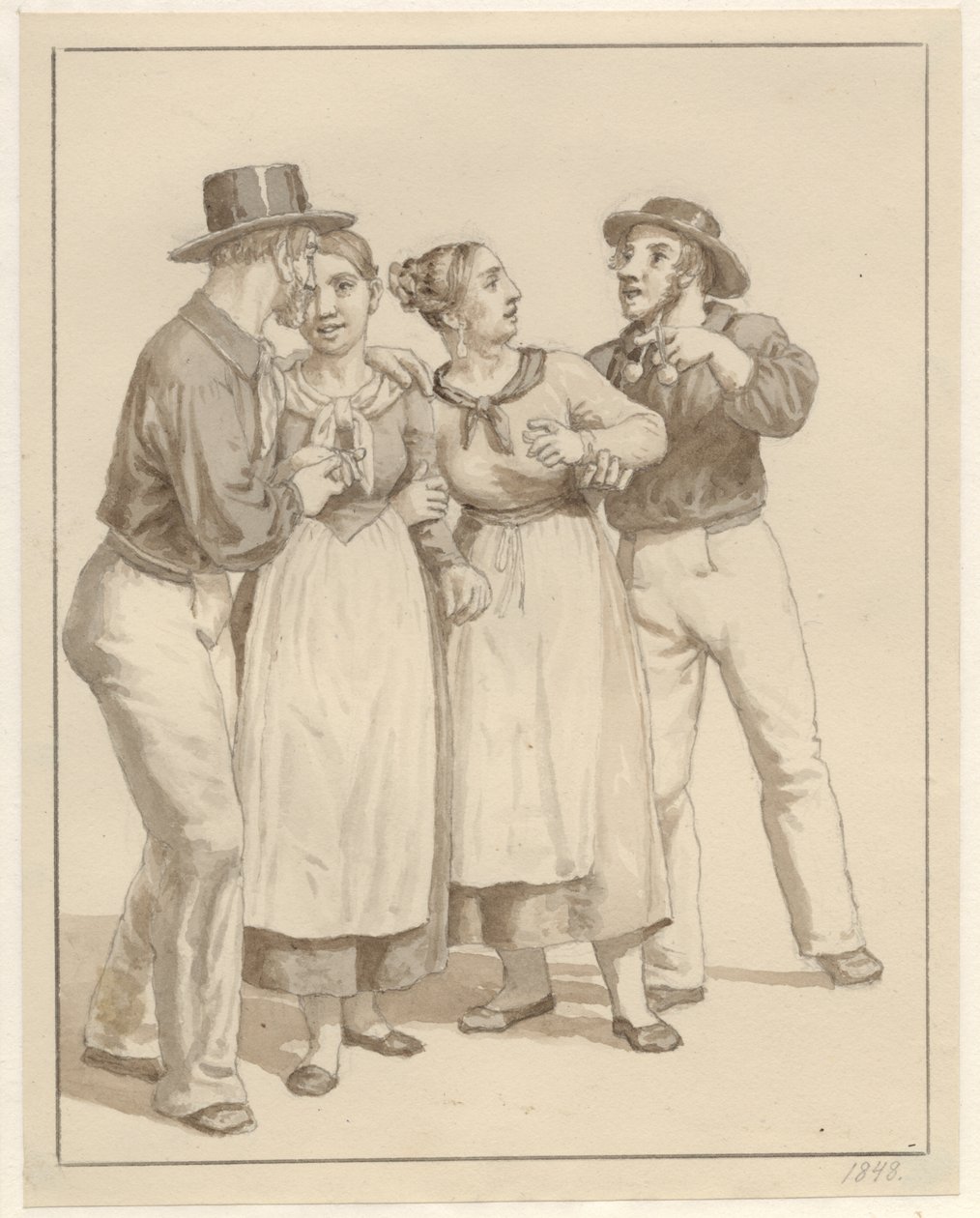 Two Sailors Courting a Pair of Girls by Christoffer Wilhelm Eckersberg