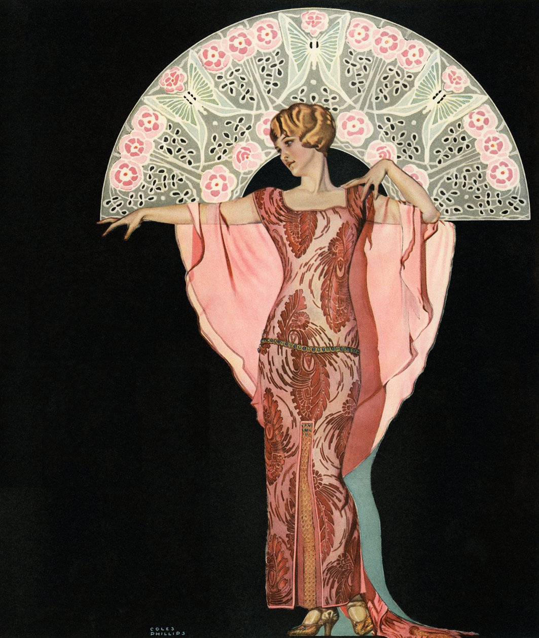 Art Deco Beauty with a Fan by Coles Phillips by C. Coles Phillips